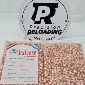 Puntas Ponsiglione cobreadas calibre 9mm peso 125gr. Bolsa por 500 unidades. Precio por 1000