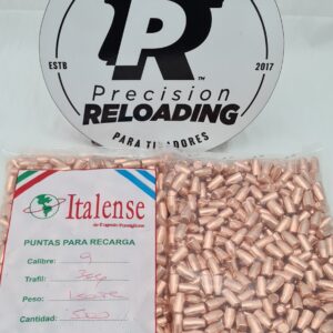 Puntas Ponsiglione cobreadas calibre 9mm peso 150gr. Bolsa por 500 unidades. precio por 1000